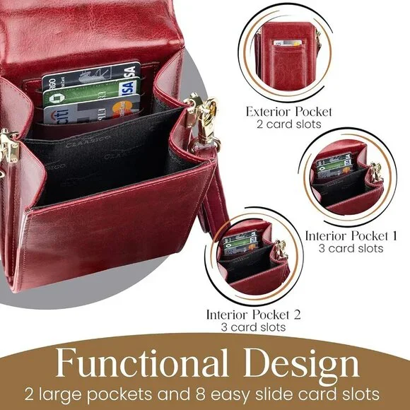 Small Crossbody Phone Purse Faux Leather Compact Wallet for Travel Nightlife